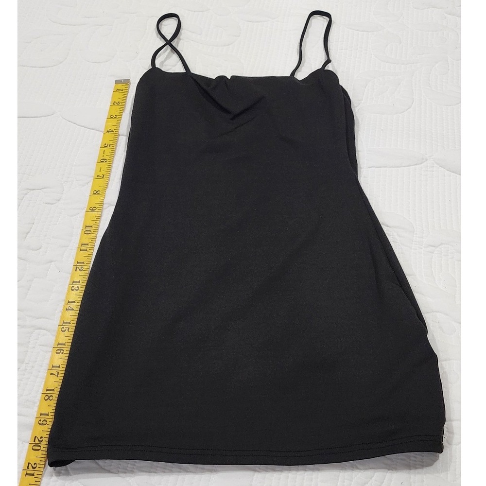 SHEIN Black Spaghetti Strap Bodycon Mini Dress Womens XS Solid Stretch LBD